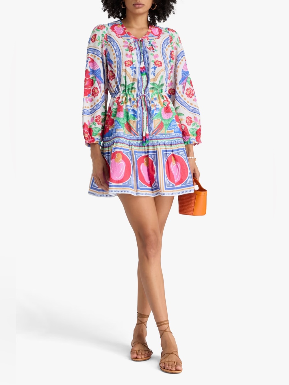 FARM RIO
Bead-embellished printed Swiss-dot cotton mini dress M NWT
